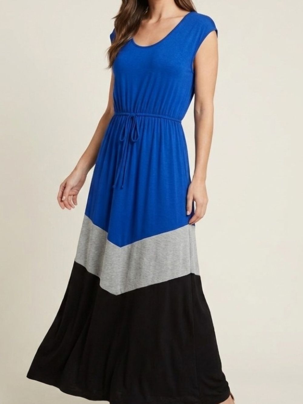 Delirious Royal Blue Colorblock Maxi Dress with Drawstring belt XL